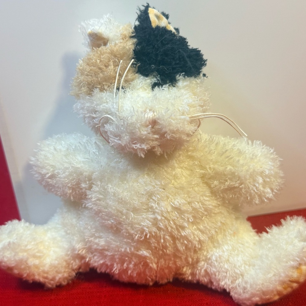 Nancy Ganz Cream and Black Plush Cat Stuffed Animal